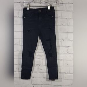 Girl's Skinny Distressed Black Jeans, Sz 6X